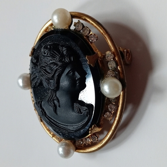 RUSSEL 12KGF Gold Filled Women's Rustic Carved Shell Vintage Transparent Cameo - Picture 13 of 14